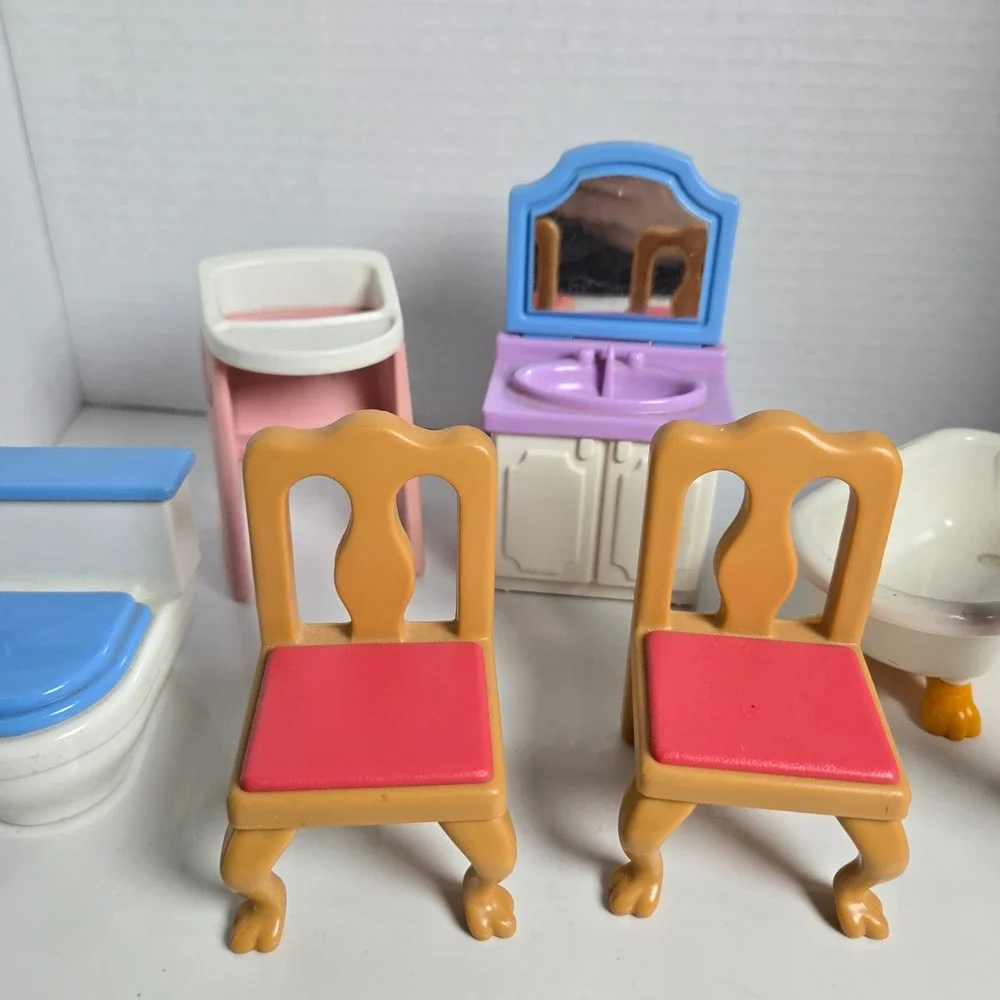 Little Tikes Grand Mansion Dollhouse Furniture Lot of 7 Pieces With Doll Vintage